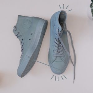 monochrome blue converse hi tops
